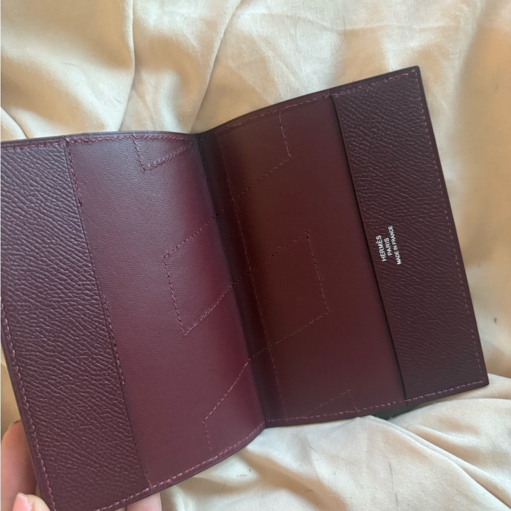 Hermes Brown and Burgundy H-Tag Passport Holder - Picture 6 of 10